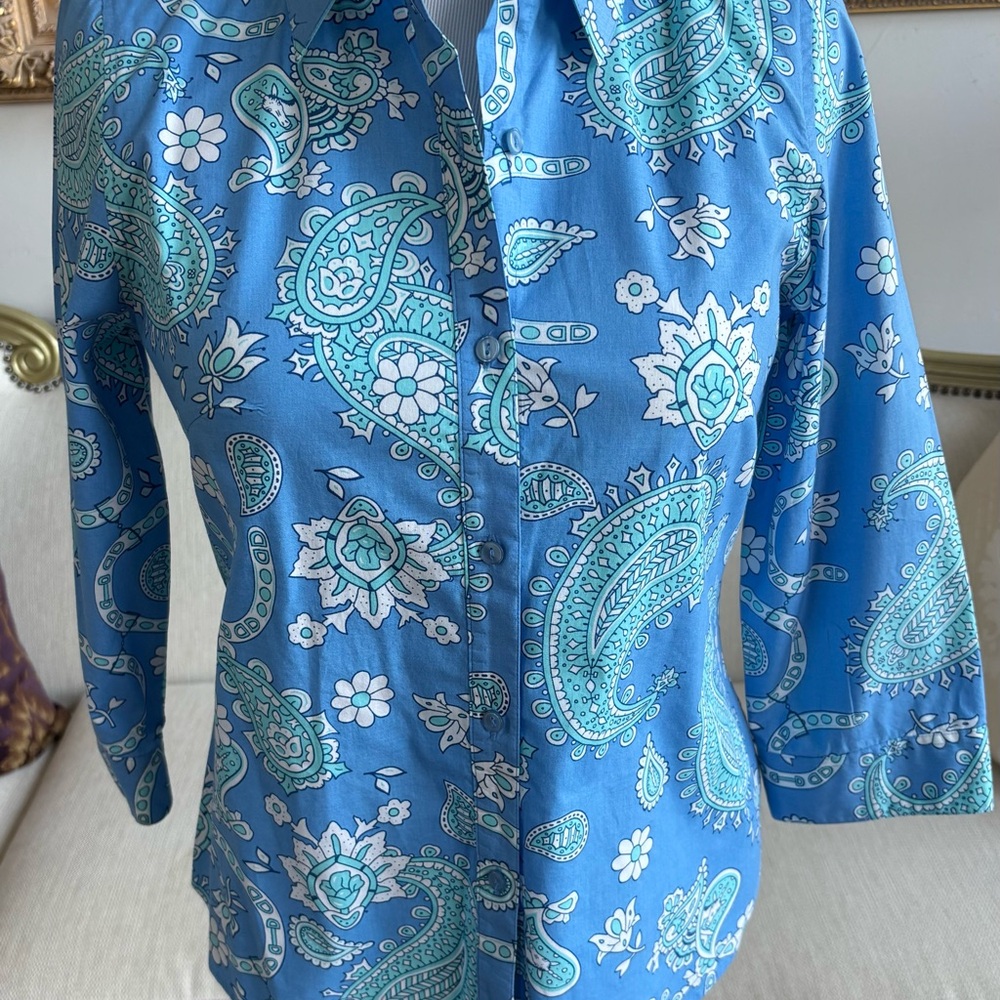 Chic Blue Paisley Button Down Shirt